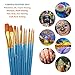 BOSOBO Paint Brush Sets, 6 Pack 60 Pcs Pointed-Round Tip Paintbrushes Nylon Hair Artist Acrylic Paint Brushes for Acrylic Watercolor Oil, Face Art, Model, Miniature Detailing & Rock Painting, Blue