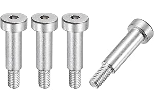MECCANIXITY 4 Pcs 304 Stainless Steel Shoulder Bolt 8mm Shoulder Dia 20mm Shoulder Length M6x1 Thread Hex Socket Shoulder Bolts for Hydraulic Injection Molding Machinery Industries