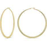 MILLA 14K Gold Hoop Earrings For Women, Silver Hoop Earrings & Rose Gold Earrings with Graduated Curvature