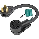 1.5FT Nema 10-30P to 14-30R Dryer Adapter Cord, STW 10-AWG Heavy Duty 3-Prong Dryer Male to 4-Prong Dryer Female Adapter, 10-