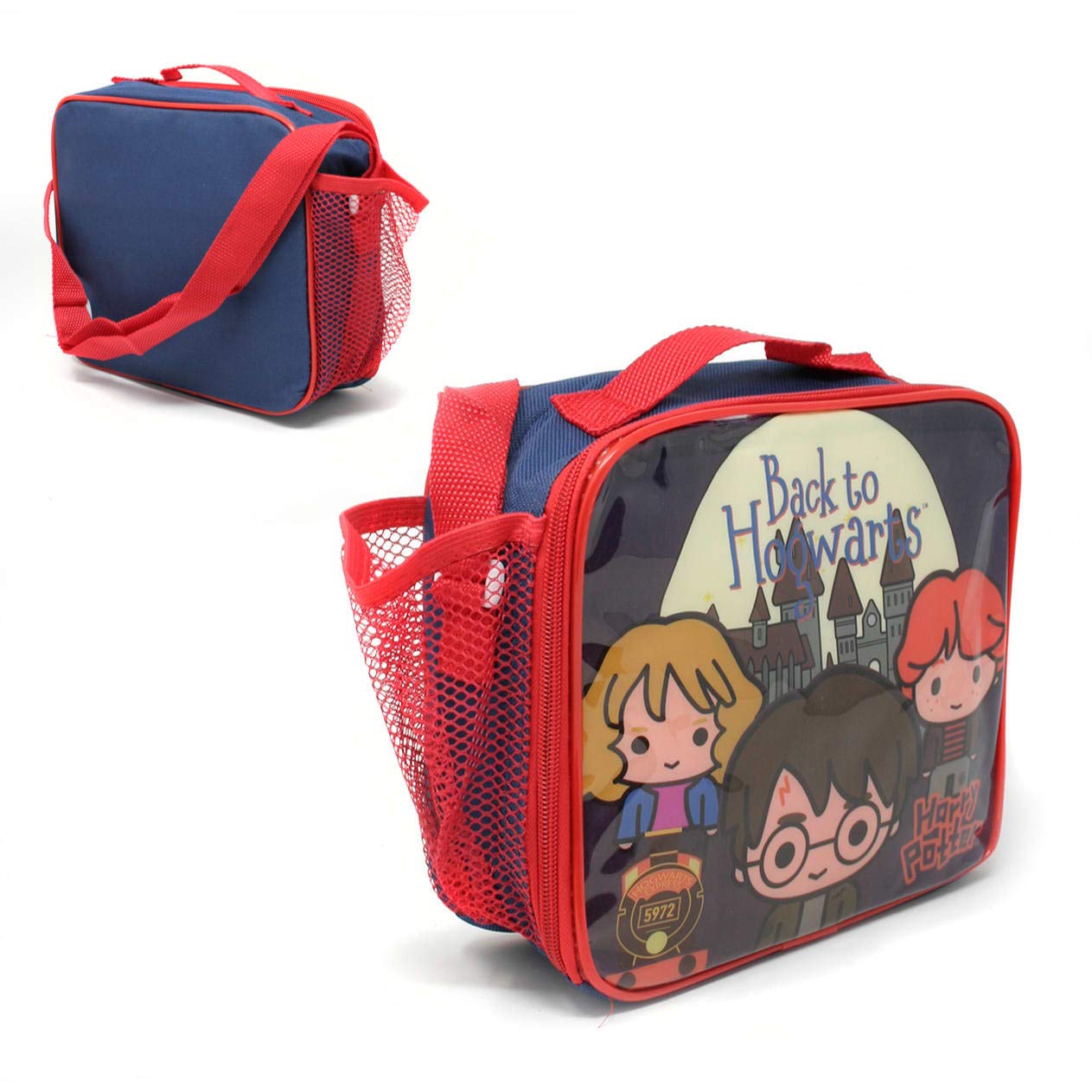 Kids Children's Harry Potter Insulated Sandwich Lunch Bag with mesh Side Pocket and Shoulder Strap"Back to Hogwarts"
