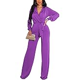 shengfan Formal Jumpsuits for Women Dressy Evening Sexy Deep V Neck Plus Size Long Wide Leg Pants Rompers Clubwear
