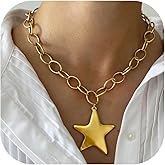 Zurlcdye Gold Chunky Star Necklace for Women Big Star Charm Pendant Statement Chain Layered Trendy Jewelry Gift Stocking Stuffers Christmas Gifts