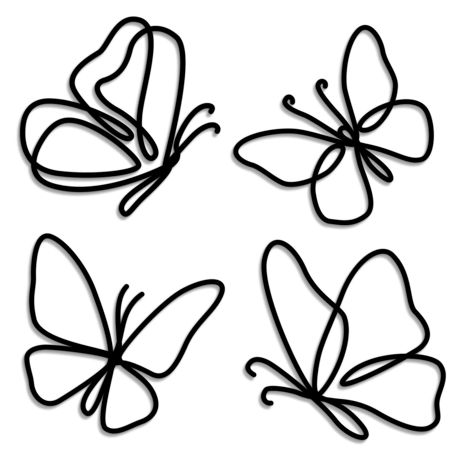 Photo 1 of 4 Pieces Metal Butterfly Wall Decor Metal Wall Art Heart Hanging Decorations Wire Flowers Decor Wall Decals for Kitchen Bathroom Indoor Outdoor Wedding Birthday Party, 8''x8''
