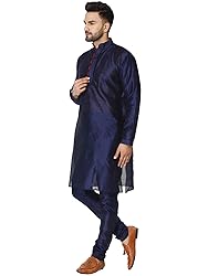 SKAVIJ Men's Art Silk Kurta Pajama Set Indian