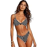 OWICA Womens High Cut High Waist Bikini Set Two Piece Swimsuit with Front Knot Triangle Top Adjustable Back Tie Straps Cheeky
