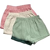 MakeMeChic Women's 3 Pack Linen Shorts Summer Beach Boxer Shorts