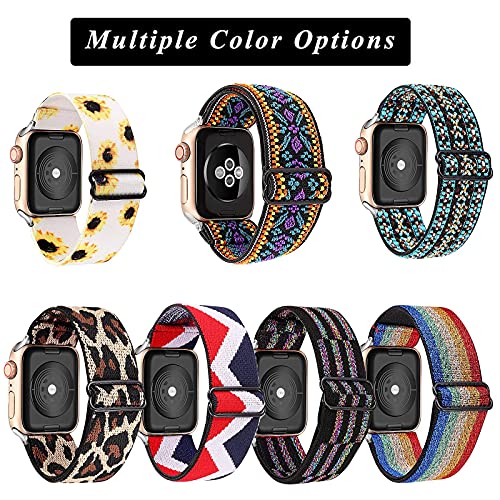 Stretchy Band Compatible with 38mm 40mm Strap for iWatch Series 6/SE/5/4/3/2/1 Adjustable Elastic Watch Band for Women and Men (Boho, 38/40mm)