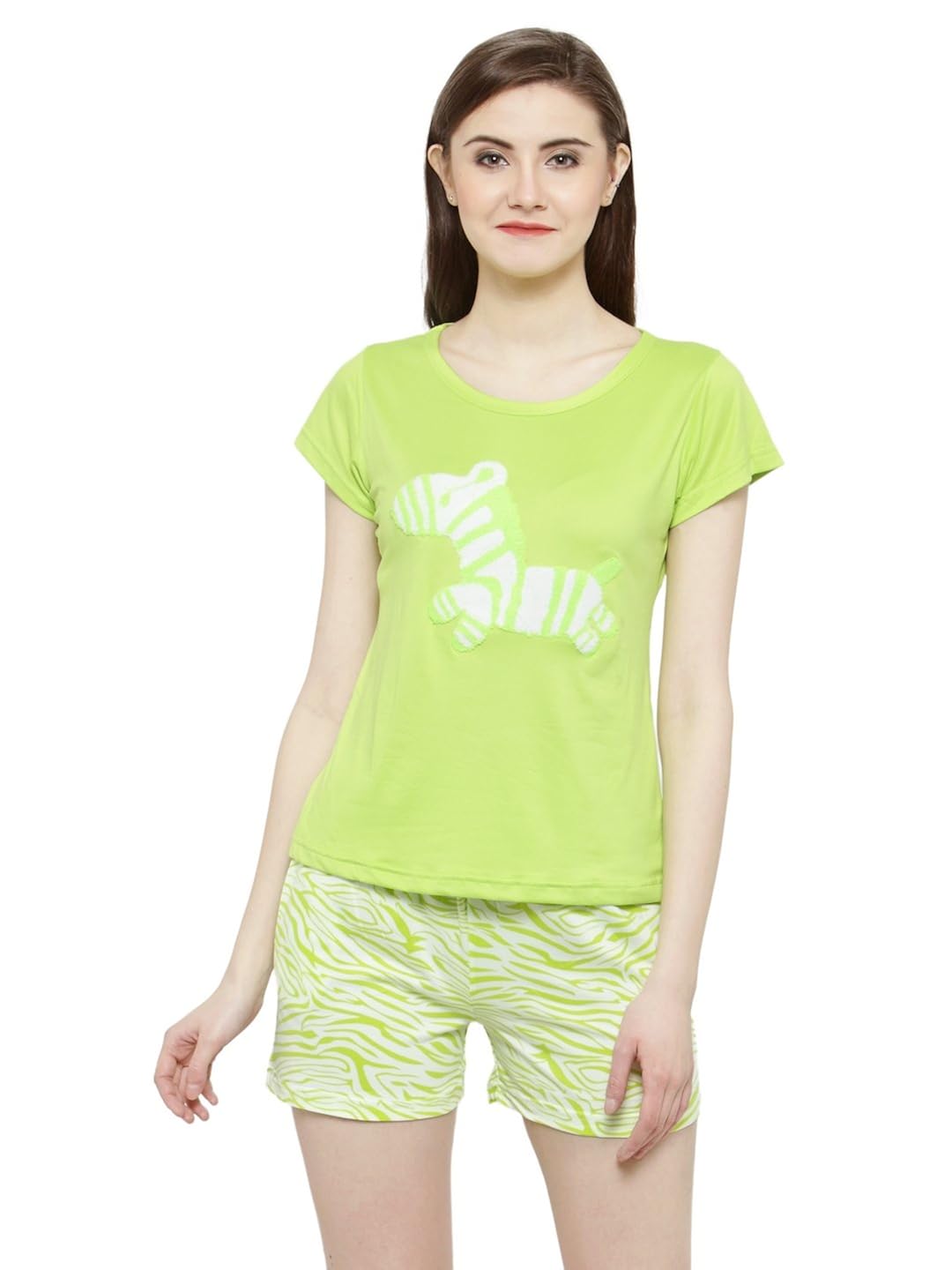 n-gal women printed nightwear top and shorts loungewear set-nayn31