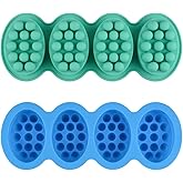 SJ Massage Soap Mold - 2 Pcs, 4 Cavities Silicone Soap Mold for Soap Making, Handmade Hair Brush Shampoo Bar Molds, Food Grade BPA Free(Blue and Green)