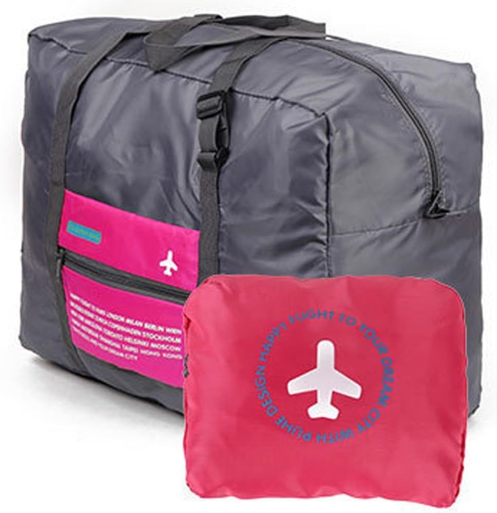 Travel Bag Lightweight Duffel Gym Bag Waterproof Foldable Portable Luggage Bag Men Women (32L, Rose)