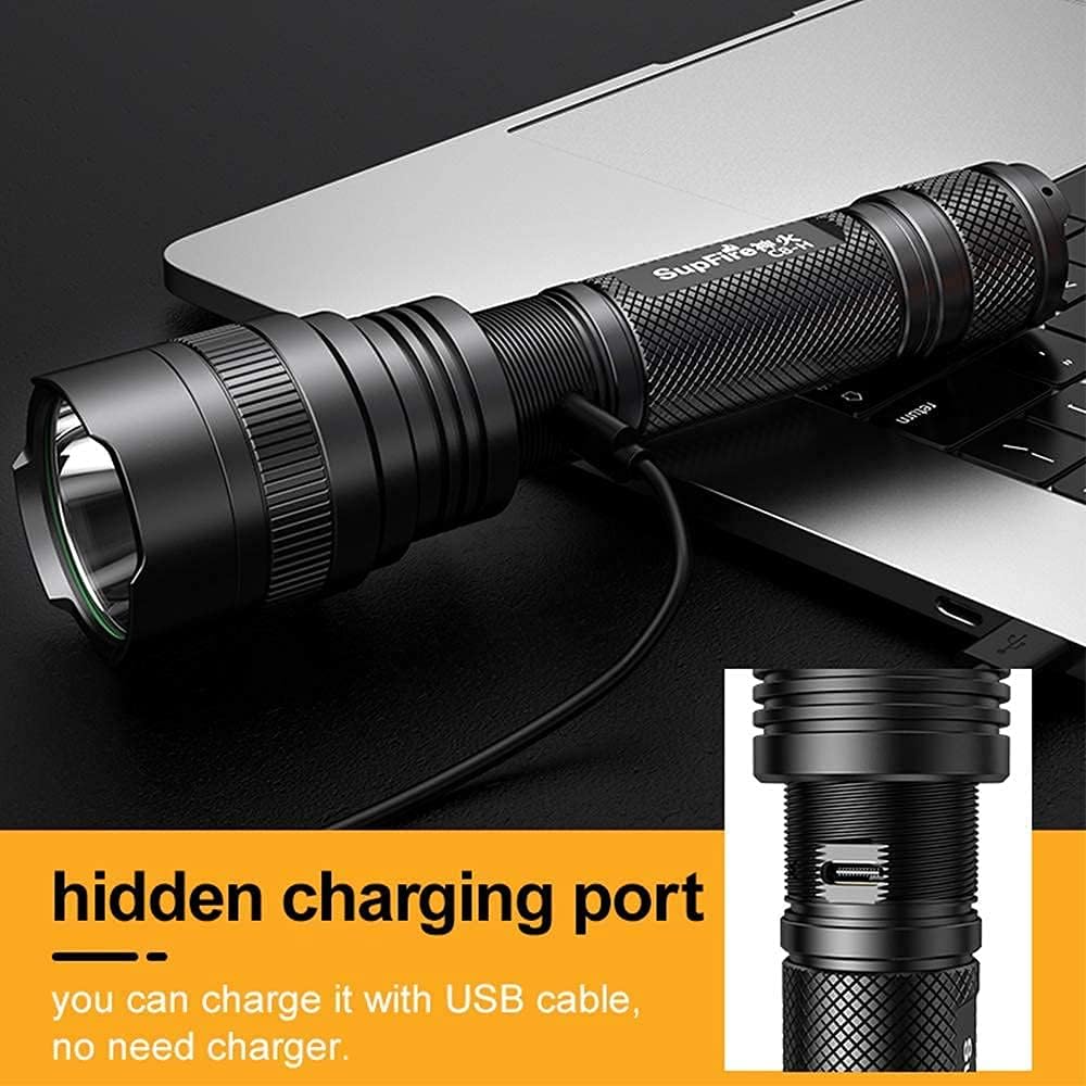 LED Flashlight High Lumens Rechargeable, Super Bright 1000 Lumen Light Brights, 5 Lights Modes Tactical Flashlights Waterproof for Outdoor Camping Hiking Cycling with Battery Include - - 