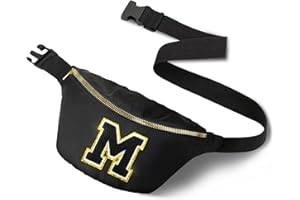 TOPEAST A-Z Initial Fanny Packs for Women Men, Chenille Letters Belt Bag Fashionable Crossbody Fanny Pack Personalized Waist Pouch Unisex Waist Bag Hip Pack Unique Gifts for Girlfriend Boyfriend, M