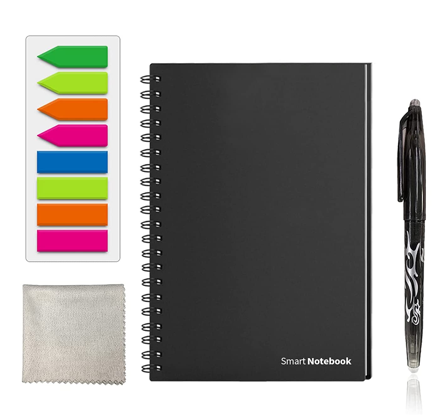 GUYUCOM Reusable Smart Notebook, Digital notepad A6 Lined Dotted with Erasable Pen and Wipe for Quick Sketch Cloud Storage and Reuse Endlessly.