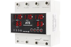 OELFFOW 4P 63A 110V ATS Automatic Transfer Switch - L1 Priority Phase Selector, 50/60Hz, Din Rail Mount, CE Certified for Public, Inverter, Generator Use