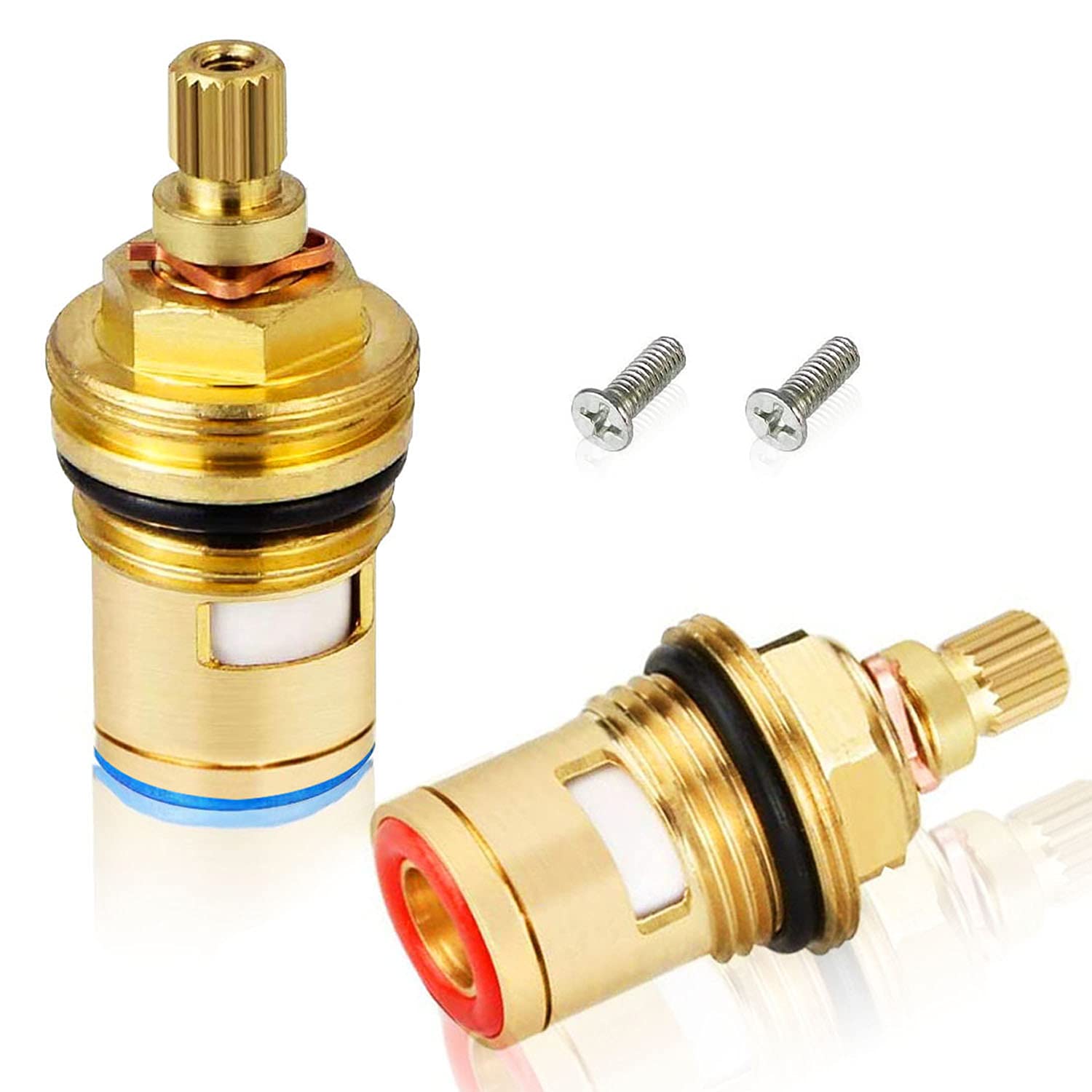 WJMY Replacement Tap Heads 1/2" Ceramic Cartridge Brass Valve for Bathroom Kitchen Tap (1 Pair Hot & Cold)