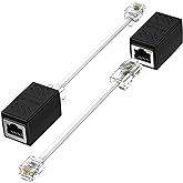 Telefonbuchse auf Ethernet-Kabeladapter, RJ45 8P8C Buchse auf RJ11 6P4C Stecker für Festnetztelefondienst (2 Stück)