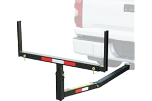 ECOTRIC Truck Bed Extender Pickup Truck Bed Hitch Mount Extension Rack SUV Lumber Ladder Canoe Boat Kayak Long Pipes w/Flag 750lbs Capacity