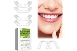 TOWAVE Fake Teeth, 4PCS Temporary Fake Teeth for Women and Men, Nature and Comfortable Veneers to Regain Confident Smile（Grass Green Packing）