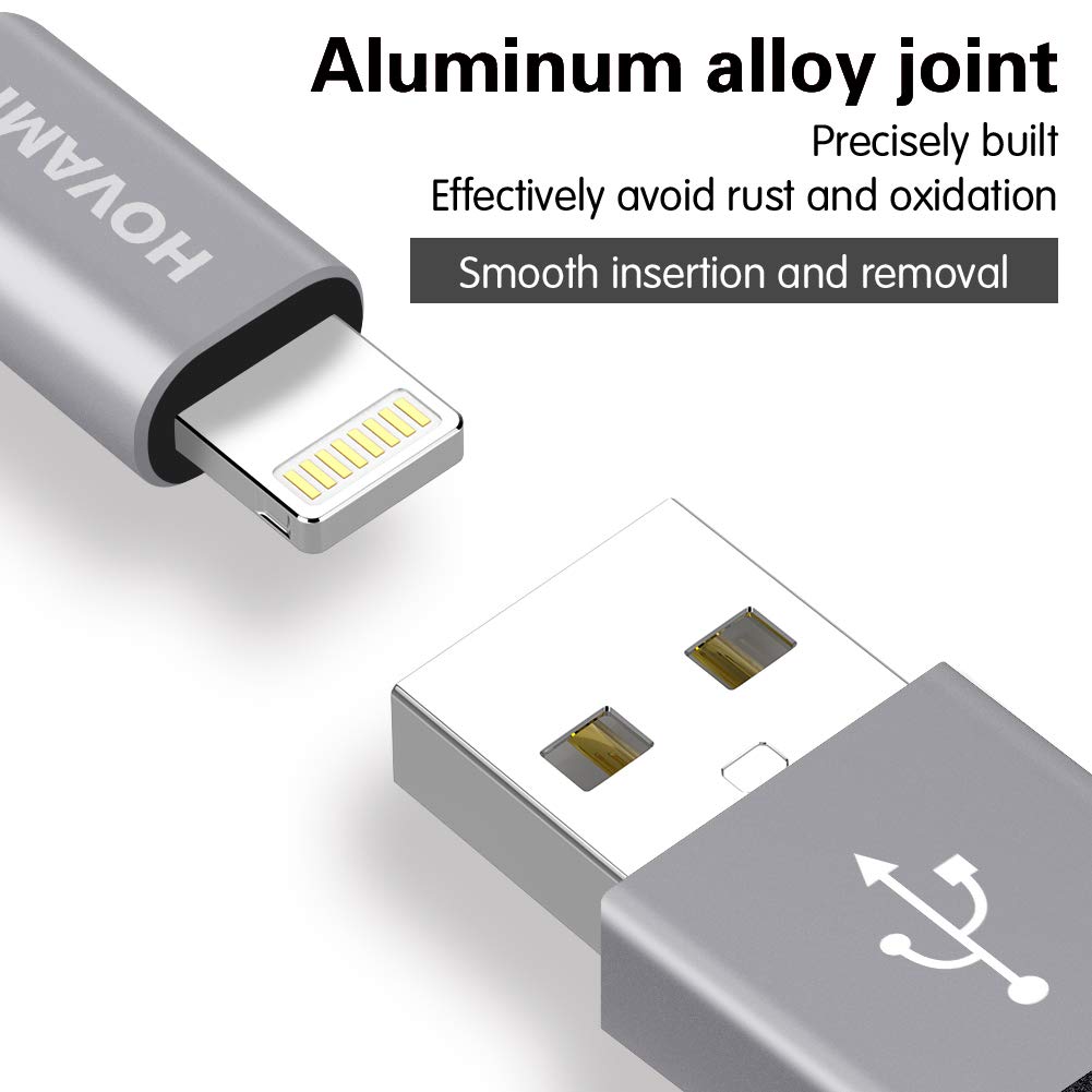 HOVAMP iPhone Charger, MFi Certified Lightning Cable 5 Pack (3/3/6/6/10FT) Nylon Woven with Metal Connector Compatible iPhone 11/Pro/Xs Max/X/8/7/Plus/6S/6/SE/5S iPad - Silver&White: Industrial & Scientific