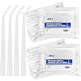 JMU 100Pcs Dental Surgical Aspirator Tips 1/8" Inch, White, 4 Bags of 25 | Disposable Dental Aspirator Aspirating Suction Tips