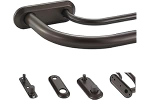 Lwiiom Double Curtain Rod for Windows 48 to 84 Inch,Adjustable Dark Bronze Wrap Around Curtain Rod with Aluminum Double-deck Finials and Brackets,1"Front and 5/8" Back Blackout Curtain Rod
