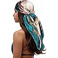 RIIQIICHY Head Scarf for Women Like Silk Scarf Hair Scarf Printed Square Scarf Bandanas for Women 35 Inches