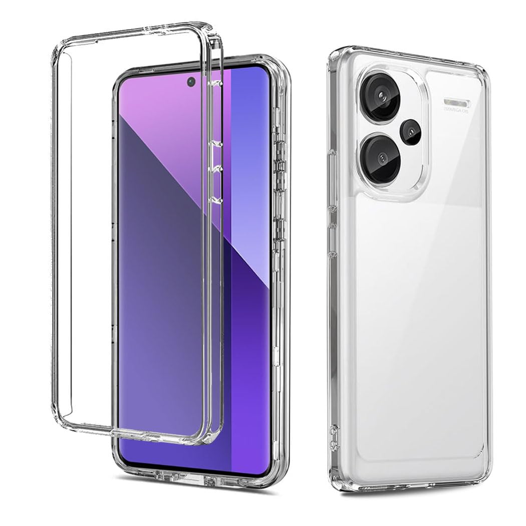 GAPlus Xiaomi Redmi Note 13 Pro+ Front and Back Case [Built in Screen Protector] Transparent Clear Fully Protection PC Hard Soft Slim Thin Cover Bumper Shockproof For Xiaomi Redmi Note 13 Pro+