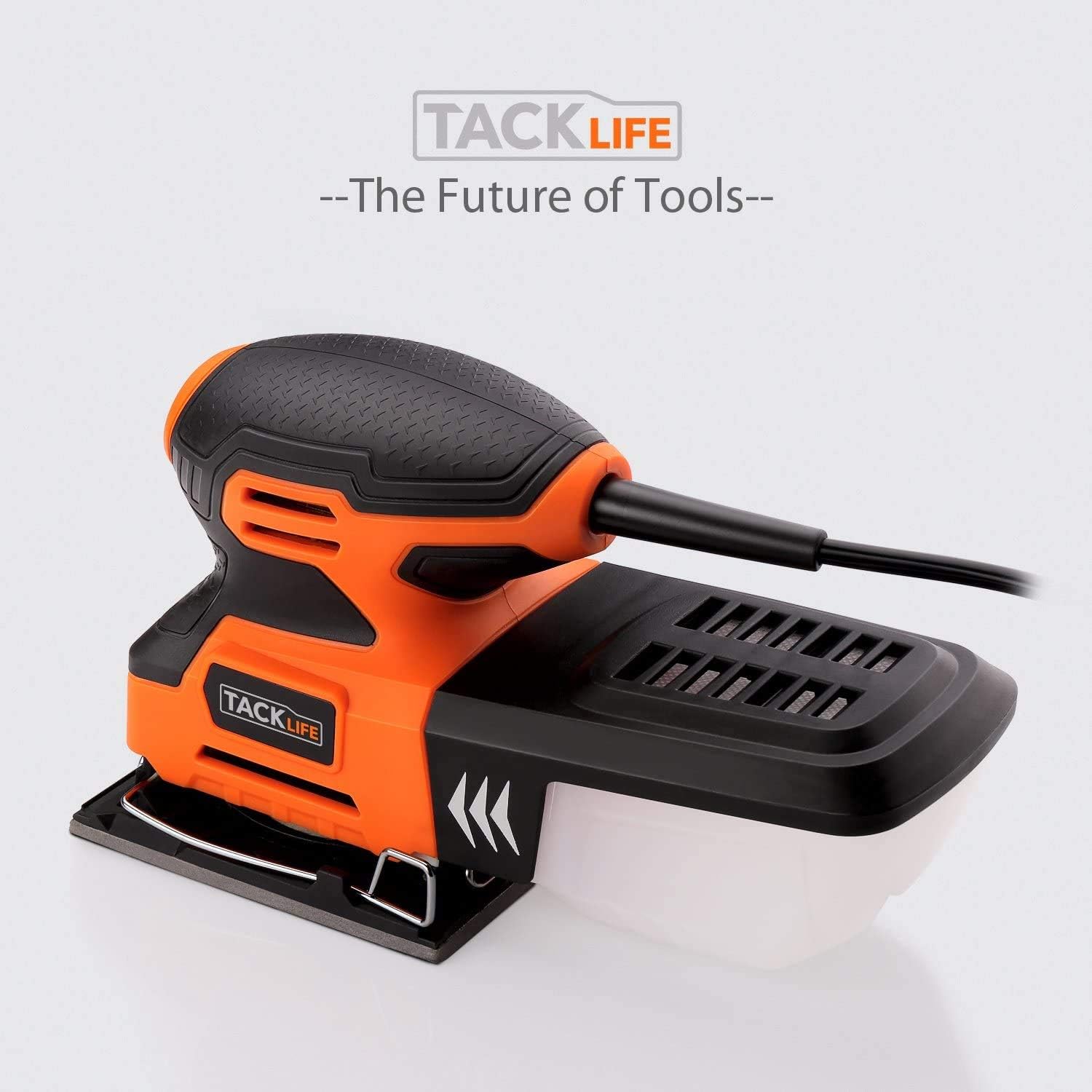 TACKLIFE 1/4 Sheet Sander, 2.2A Palm Sander with Copper Motor, 15,000 RPM, Dust-proof Switch, Soft Rubber Protection, Low Tremor for DIY Sanding PSS01A: Home Improvement