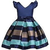 NSSMWTTC 2-10T Girls Striped Dresses Toddler Christmas Wedding Party Dress