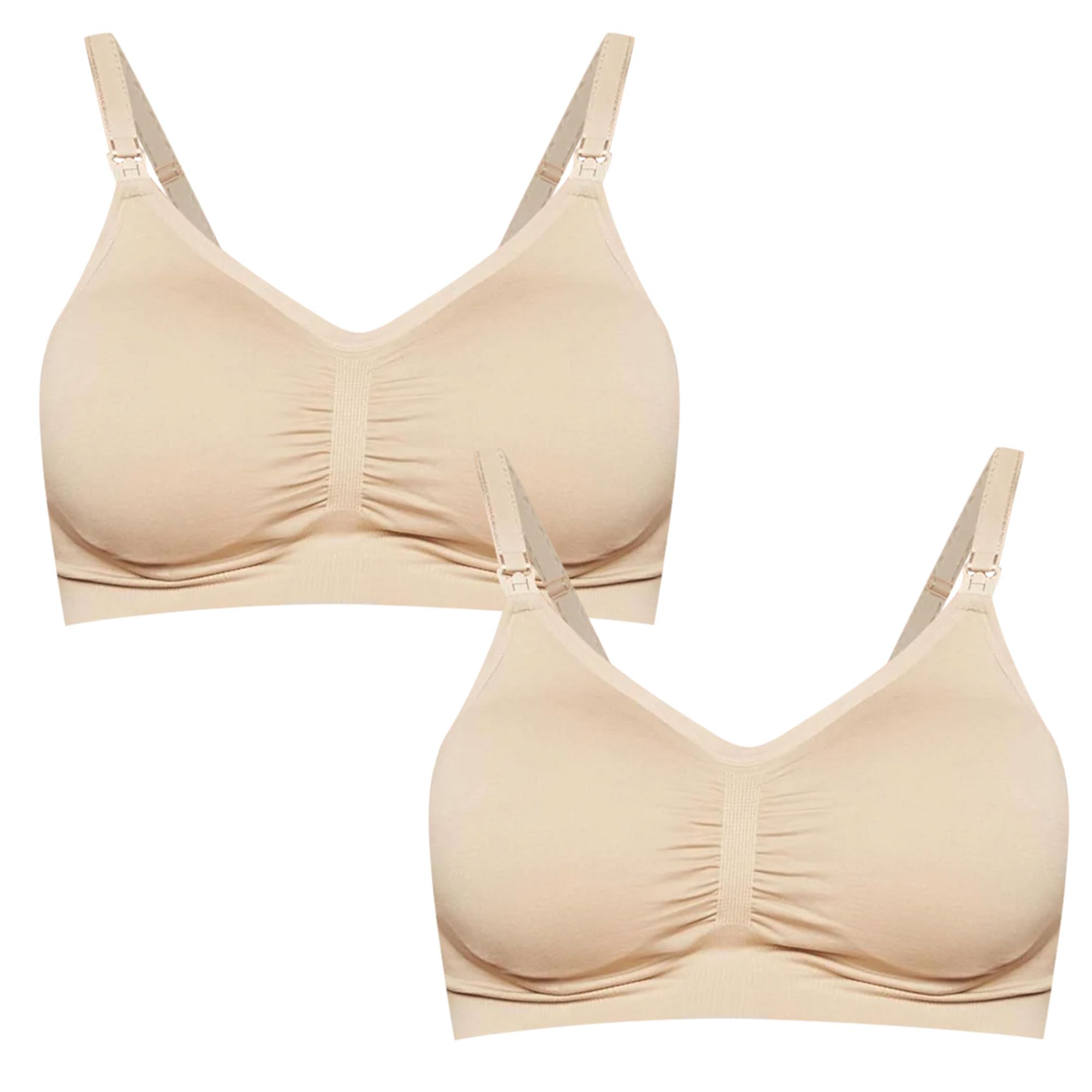 Photo 1 of Motherhood Maternity Women's Wireless Clip Down Seamless Nursing Bra, 1 and 2 Packs, Sandshell/Sandshell 2 Pack, X-Large