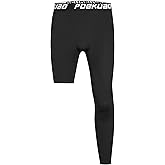 Men's Basketball One Leg Compression Pants Full Length Single Leg Tights Athletic Base Layer Leggings for Football Workout