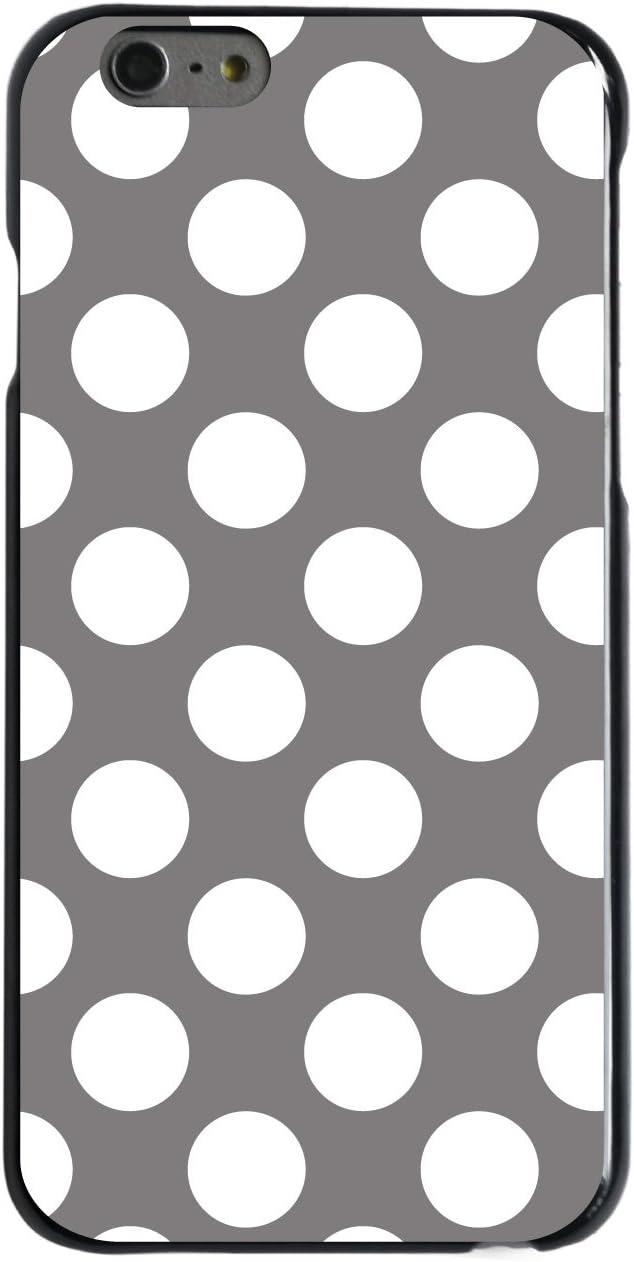 DistinctInk Case for iPhone 6 / 6S (NOT Plus) - Custom Ultra Slim Thin Hard Black Plastic Cover - White & Grey Polka Dots