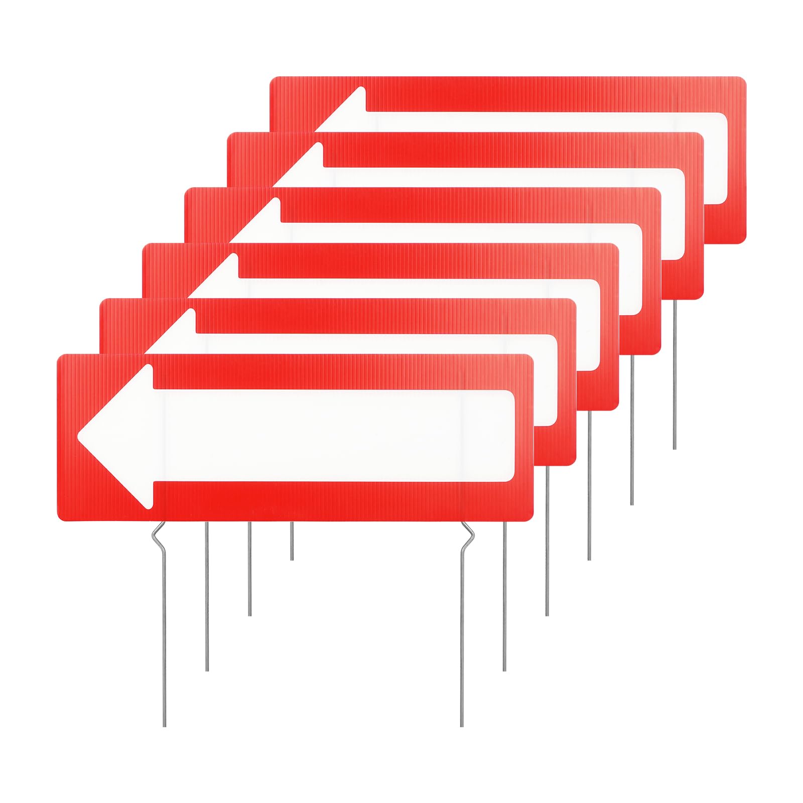 Red Arrow Signs with Stakes 17 × 6 Inch Corrugated Plastic Wedding Directional Writable Waterproof for Outdoor 6 PCS