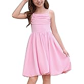 IBAKOM Girl Sleeveless Formal Party Dress Ruffle Smocked Flower Bud Skirt Teen Fancy Pageant Homecoming School Prom Dress