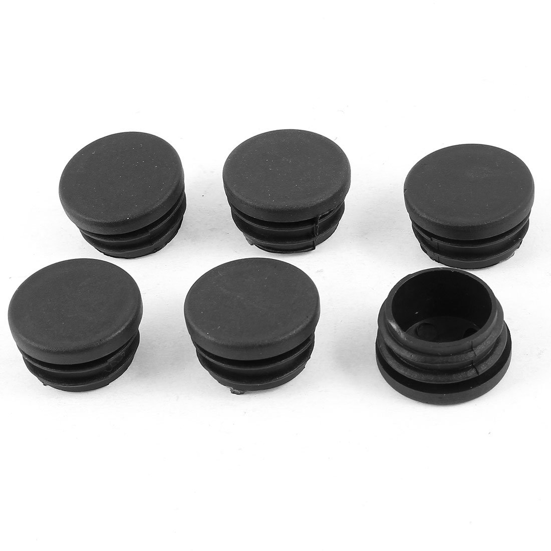 sourcing map Plastic Round Caps Blanking End Tube Pipe Inserts 32mm Dia 6 Pcs Black