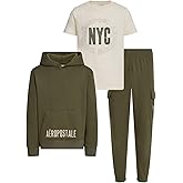 AEROPOSTALE Boys 3 Piece Outfit Set - Fleece Pullover Hoodie, Cargo Sweatpants, T-Shirt, Boys Activewear Set, Sizes 4-12