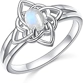 SHAOAN 925 Sterling Silver Witches Knot Rings Moonstone Celtic Knot Ring Celtic Witch Jewelry Gifts for Women