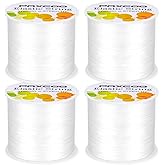 PAXCOO 4 Rolls Elastic String for Bracelets, Stretch Magic Elastic String Bead Cord Jewelry Thread for Bracelet, Necklaces, Clay Beads, Pony Beads (White)