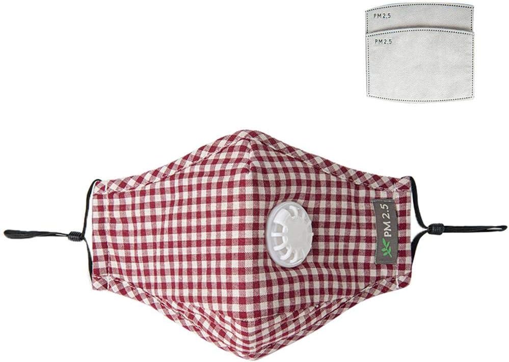 Clevoers Dust Mask Cycling Sport Face Mask with 2 Filter Paper, Adjustable Cotton Face Mask Portable Facial Mask with Breathing Valve, Outdoors Anti-Fog Anti-Particles Mouth Mask