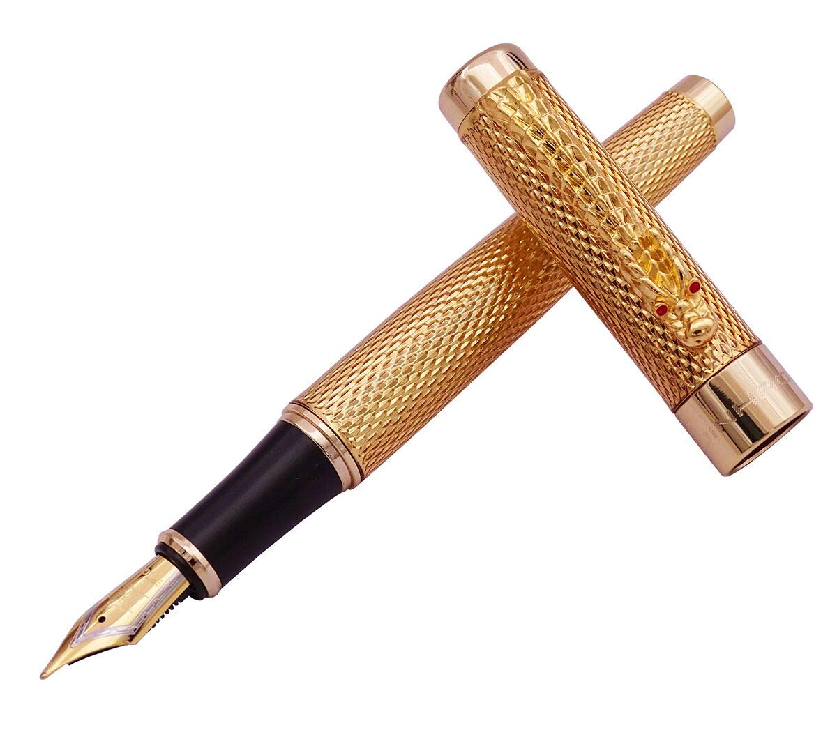 Jinhao 1200 Fountain Pen with Bent Tip and Clip, Variable Color 1 Gold Fountain Pen