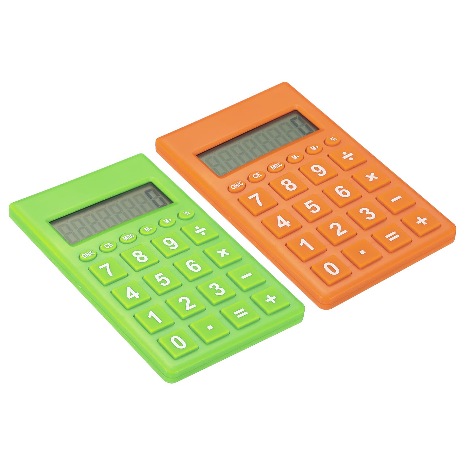 PATIKIL Desktop Calculator, 2 Pack Large 8 Digit LCD Display Portable Desk Calculator Standard Function for Home Office Style 2, Orange Green