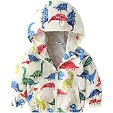 IWEMEK Toddler Baby Boys Cartoon Dinosaur Print Hooded Jacket Long Sleeve Windproof Coats Zip Up Trench Windbreaker Outerwear