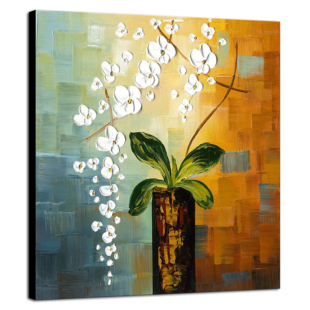 Wieco Art - Beauty of Life 100% Hand Painted Modern Flowers Artwork Abstract Floral Oil Paintings on Canvas Wall Art Ready to Hang for Living Room Bedroom Home Decorations Wall Decor