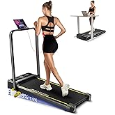 Foldable Treadmill with Incline, Walking Pad with Handle Bar 3 Level Incline, Portable Folding Treadmills for Home/Office 300 Lbs Capacity, Quiet Desk Treadmill with Remote Control & APP