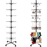 Qufiona Retail Display Stand, 7 Tier Rotating Display Stand for Vendor Events Spinning Display Stands Rack for Craft Shows, Jewelry, Keychain, Earring, Ornament