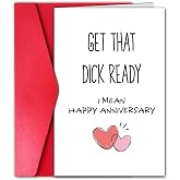 Esivelo Hilarious Anniversary Card for Husband, Happy Anniversary Card Gift | One Year Anniversary Cardstock for Boyfriend, (Get that Ready)