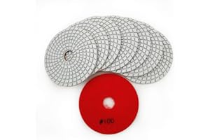 SHDIATOOL 8Pcs 4 Inch Diamond Wet Polishing Pads with White Bond Grit 100 for Marble Granite Stone