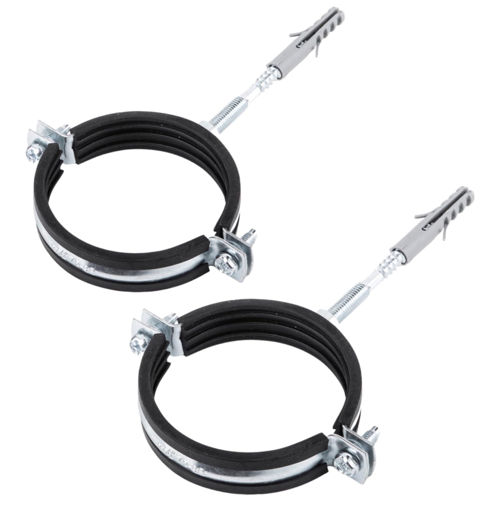 (Pack of 2 pcs) Anti Vibration Single Metal Pipe Brackets Clips Clamps Rubber Lined for Ø 107-112 mm Pipes (2)