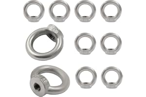 Auvotuis 10 Pcs M8 Metric Ring Shape Lifting Eye Nut, 304 Stainless Steel Threaded Nut Fastener for Heavy Duty Use, M8 (5/16")